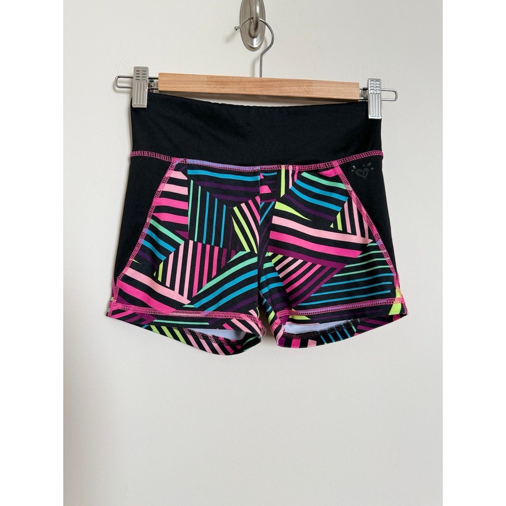 Justice Active Shorts Size 10 Neon Geometric Athletic Workout Gym Dance Shorts